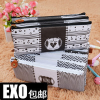 EXO多层笔袋创意大容量PU皮男女学生铅笔盒包邮韩国文具袋