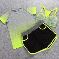 夏季运动健身套装女 跑步瑜伽服三件套户外排汗速干衣短裤