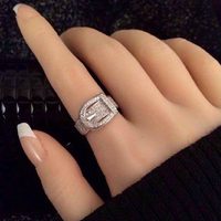 韩国进口  时尚满钻闪亮不褪色 奢华925纯银戒指女款 特价包邮