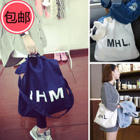 2015特价韩国复古单肩包字母MHL环保帆布袋百搭牛仔帆布包购物袋