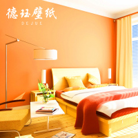 现代简约橘黄色餐厅背景墙壁纸 加厚无纺布素色橙色黄色卧室墙纸