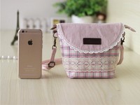 2015新款韩版蕾丝布艺斜跨包小清新少女格子布包手机包零钱包小包