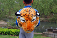 新款动物头双肩包潮流休闲学生黄虎豹头包韩版女 花豹头个性背包