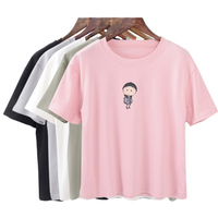 2015春装新款韩版小人头印花加厚面料宽松短袖T恤潮流女装包邮