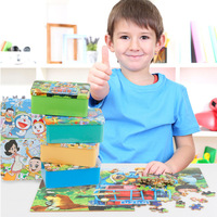 200片铁盒装木质拼图儿童动物卡通动漫早教益智力玩具成人拼图板