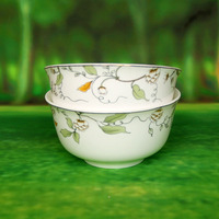 优品唐 金丝玫瑰骨瓷碗4.5寸家用米饭碗骨瓷汤碗面碗餐具碗陶瓷碗