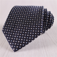 深蓝色格子桑蚕丝自绑领带商务领带原创手工定制领带+n26