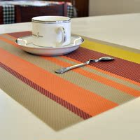 2片装 艺空间隔热垫 西餐垫 桌垫 PVC餐垫 编织 防滑 隔热 桔色