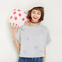 2015韩国女装夏季纯棉短袖T恤卡通女士T恤Y750