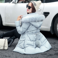 2015冬装韩版新款羽绒棉服女中长款加厚棉袄修身毛领连帽棉衣外套