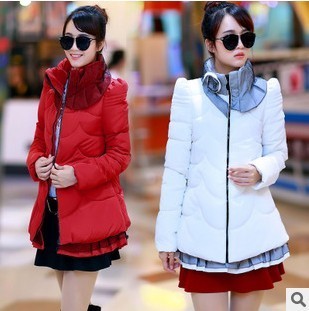 女式棉袄2014新款韩版甜美羽绒棉服 中长款立领玫瑰花外套A