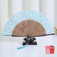 6寸扇子真丝手绘扇小折叠扇 中国风女式折扇日式和风工艺礼品竹扇