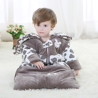 婴儿睡袋秋冬季加厚款 珊瑚绒防踢被加长款小孩纯棉宝宝睡袋用