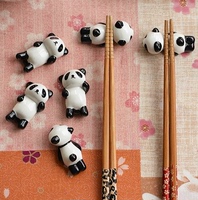 创意可爱厨房餐具 萌物慵懒黑白熊猫 手工绘制陶瓷筷子架/筷架拖