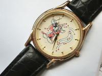 香港正品迪士尼米奇魔法师手画草稿全球限量版24K金真皮石英手表