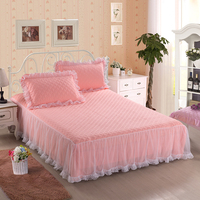 全棉加厚夹棉床裙纯棉床罩蕾丝公主床单床套床罩1.5米1.8米特价