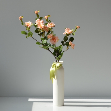 白色陶瓷花瓶 丝带蝴蝶结 现代简约家居饰品客厅摆件大号插花花瓶