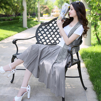 连衣裙2015夏季新款女装韩版气质中长款显瘦半身裙三件套装裙子潮