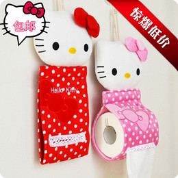 Hello Kitty 纸巾抽 卷纸挂袋  凯蒂猫 毛绒布艺纸巾盒KT 纸巾套