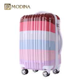 摩迪纳拉杆箱万向轮女可爱彩条24寸旅行箱学生潮20寸行李箱登机箱