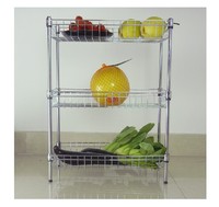 包邮厨房置物架层架水果蔬菜架子网篮收纳架不锈钢色储物架