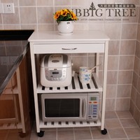 欧式加宽厨房收纳柜子实木餐车微波炉架置物架移动餐边柜白色家具