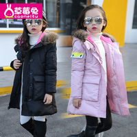 女童棉衣冬季童装韩版儿童连帽带毛领手塞棉外套中大童保暖棉袄