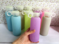 韩版硅胶创意果冻玻璃杯女士带盖泡茶随手杯便携水瓶运动水杯子