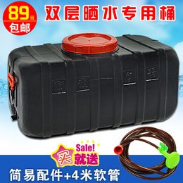100升L家用型太阳能塑料洗澡水箱黑色晒水桶卧式方桶防老化带盖