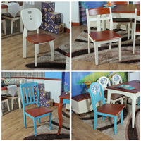 地中海系列餐桌椅双色餐椅美式乡村软包印花椅子2014新款特价