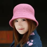 【纯真】羊毛毛线帽子可折叠下檐帽韩版针织帽纯色保暖优雅秋冬女