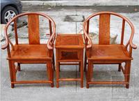 红木家具缅甸花梨木皇宫椅圈椅三件套 实木圈椅仿古椅子家居椅