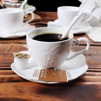 HYU陶瓷咖啡杯欧式浮雕祥云茶水杯碟带勺英式下午茶浓缩咖啡杯碟