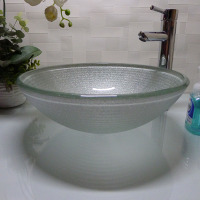 现代简约银色螺旋纹艺术台盆面盆进口钢化玻璃台上盆洗脸盆洗手盆
