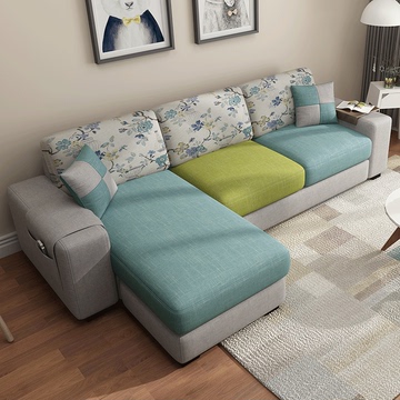 日式布艺沙发组合小户型客厅宜家北欧三人位简约现代布沙发可拆洗