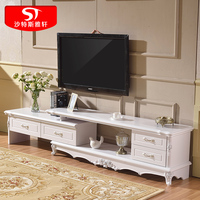 欧式实木电视柜 简约现代实木雕花客厅家具伸缩白色小户型电视柜
