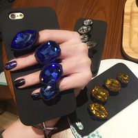 喜哥昆凌同款6S奢华水钻宝石戒指iphone6s手机壳苹果6plus硅胶套
