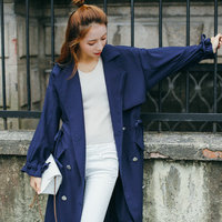2016秋季新款韩版修身显瘦双排扣中长款气质女式风衣外套