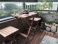 复古田园实木折叠餐桌椅组合宜家休闲餐桌套装木质室内户外阳台