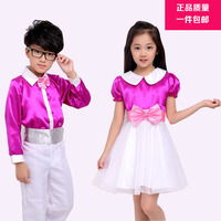 六一紫色儿童合唱服装演出服男女童朗诵新款中小学生大合唱表演服