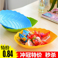 塑料糖果盘餐具小碟子零食瓜子平底盘子吐骨碟垃圾盘树叶形水果盘