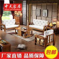 客厅实木沙发组合 多功能推拉床U型简约现代中式多人橡木沙发特价