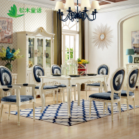 松木童话美式乡村餐桌椅组合长方形欧式实木餐桌美式简约餐厅家具