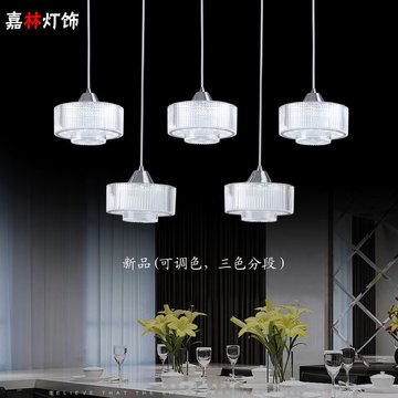 新款高档LED餐厅吊灯 圆形4头长方形5头现代简约创意吧台灯具