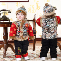 秋冬新款男女童婴幼儿儿童唐装2015包邮宝宝1-2-3岁周岁服三件套
