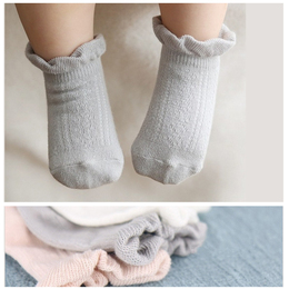 韩版网面透气婴儿袜子纯棉松口单袜宝宝袜男女0-1-2岁婴儿学步袜