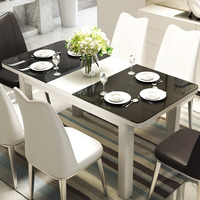 餐桌 餐桌椅组合 伸缩餐桌钢化玻璃餐桌折叠简约大小户型餐台