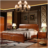 现代中式全实木床1.8米橡木床1.5m 双人大床高箱储物婚床卧室家具