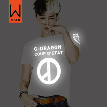 夏季BIGBANG权志龙GD演唱会同款纯棉夜光反光短袖T恤男女包邮