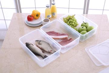 长方形透明塑料保鲜盒 密封冷藏盒 冰箱果肉食物收纳盒子 储物盒